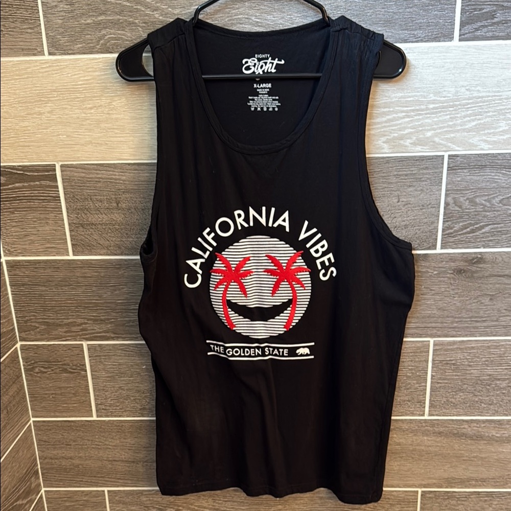 Men’s California Vibes Black Tank Top XL